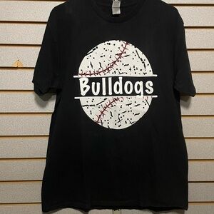 Gildan Black Short Sleeve T-shirt‎ Large Baseball Bulldogs #10